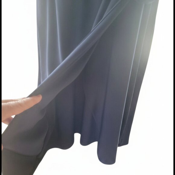 Adrianna Papell Navy Dress 3/4 Sleeves Wrap Look Fully Lined Sz 14 - Picture 5 of 8